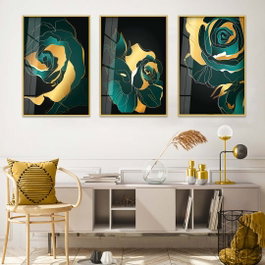 Wallity Huhu390 Cuadro Decorativo de Vidrio Templado Multicolor 30 x 40 cm (3 piezas)
